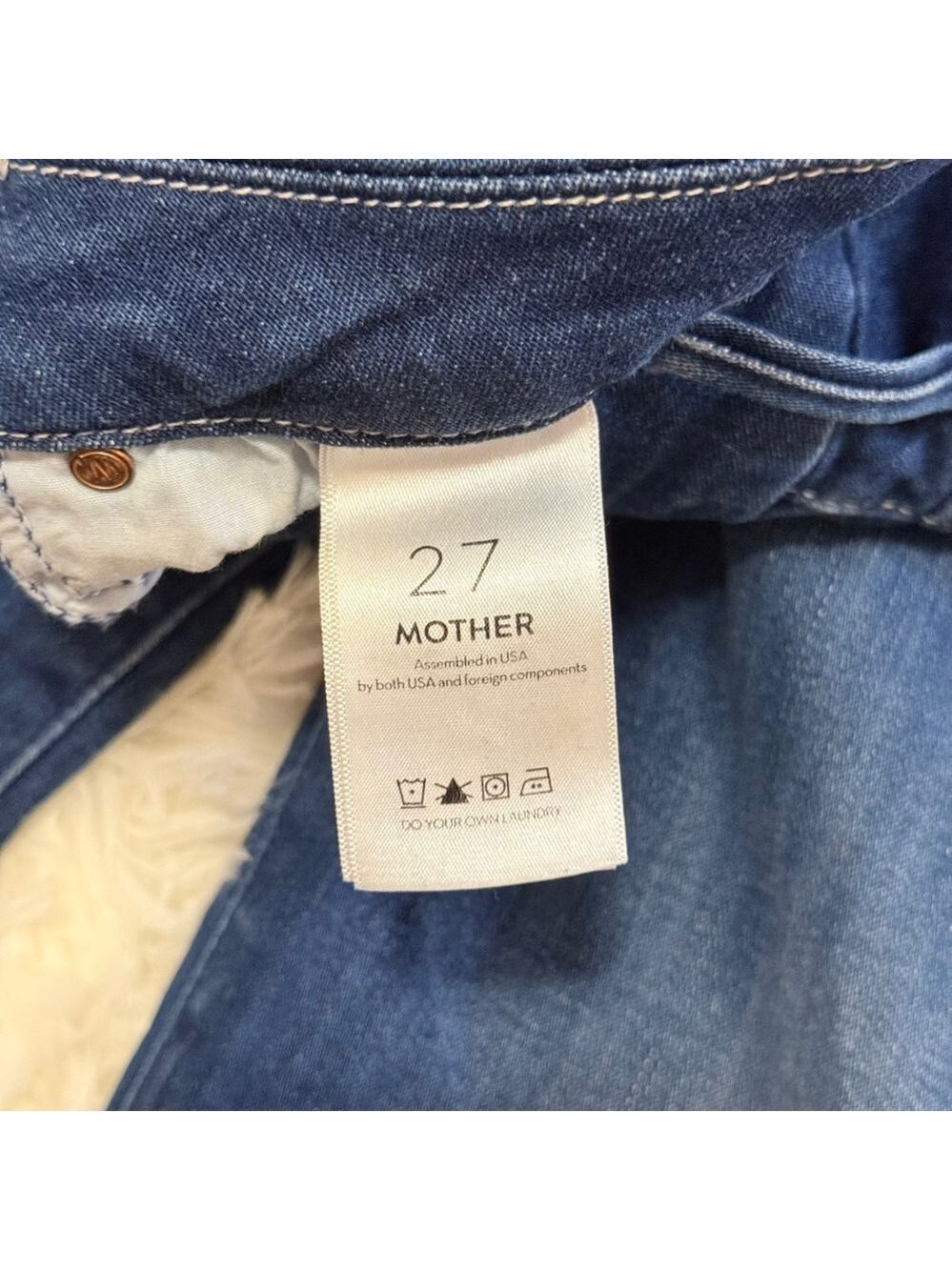 Mother High Waisted Looker Ankle Jeans Dark Wash Skinny Size 27 Designer Vibe - Picture 2 of 6